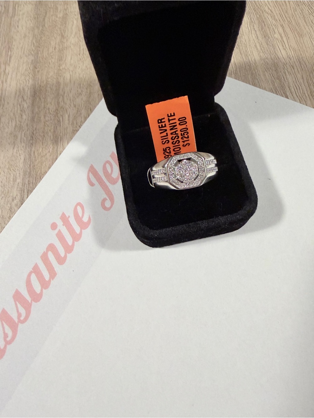 Men's Iced-Out Octagon Moissanite Cluster Ring crafted in 925 sterling silver